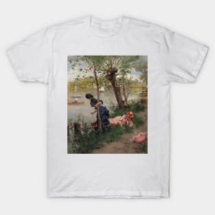 Elegant Ladies Resting by a River by Francesc Miralles T-Shirt